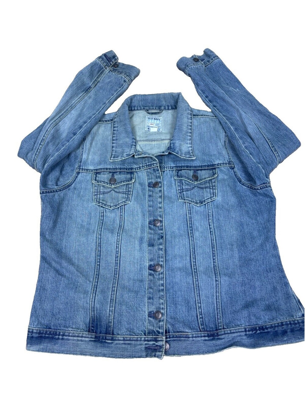 Women’s Vintage Old Navy Denim Trucker Jacket XXL Light Wash Y2K 100% Cotton